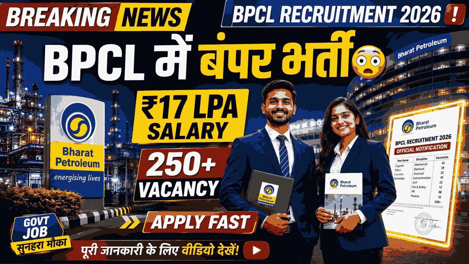 BPCL Recruitment 2026: Bharat Petroleum में निकली बंपर भर्ती, ₹17 LPA तक सैलरी | ऐसे करें आवेदन