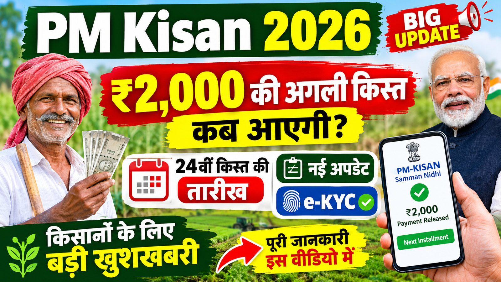 PM Kisan 2026 😱 ₹2,000 की अगली किस्त कब आएगी? 24वीं किस्त की तारीख, नई अपडेट और e-KYC