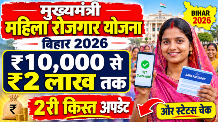 मुख्यमंत्री महिला रोजगार योजना बिहार 2026: ₹10,000 से ₹2 लाख तक, दूसरी किस्त और स्टेटस चेक