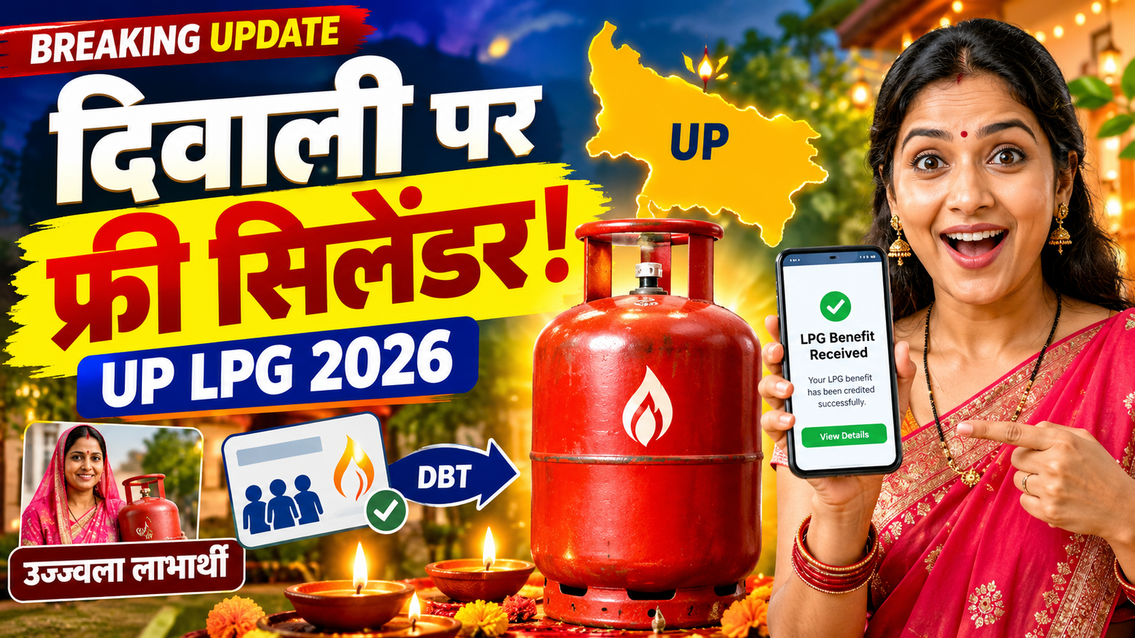 UP दिवाली मुफ़्त सिलेंडर 2026: उज्ज्वला लाभार्थियों को फ्री LPG रिफ़िल कैसे मिलेगा, पैसा कब आएगा और क्या ज़रूरी है